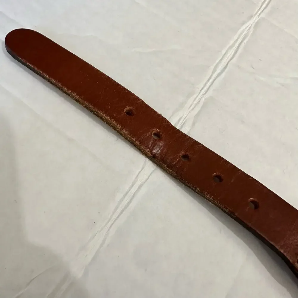 Leather Man Top Grain Leather Belt Compass Wave Nautical Sailing Canvas Fabric
